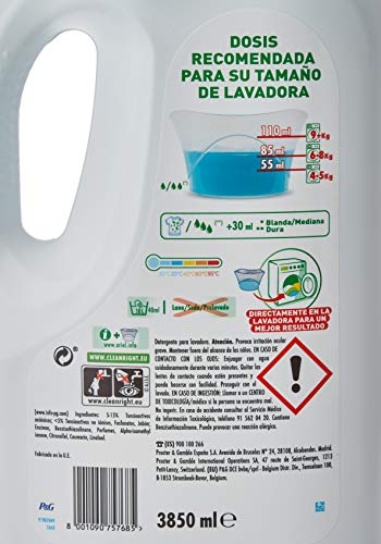 Ariel Detergente Líquido para Lavadora, Básico, 3.8 L, 70 Lavados
