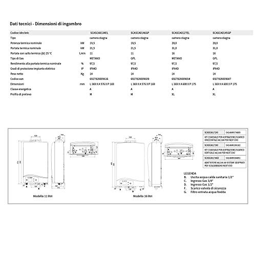 ARISTON 3632165 Calentador Eléctrico Next EVO Metano Cámara Estanca a Normas EU, 16 Litros