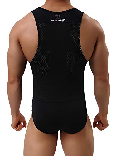 Arjen Kroos Body para Hombre Bodysuit Deportiva Leotardo Ropa Interior Sexy Deportivo de Hombre para Gimnasia Danza Bañador Bodies Elásticos (Negro, S)