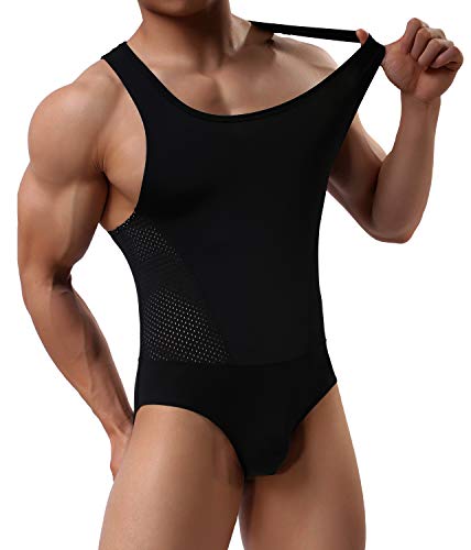 Arjen Kroos Body para Hombre Bodysuit Deportiva Leotardo Ropa Interior Sexy Deportivo de Hombre para Gimnasia Danza Bañador Bodies Elásticos (Negro, S)