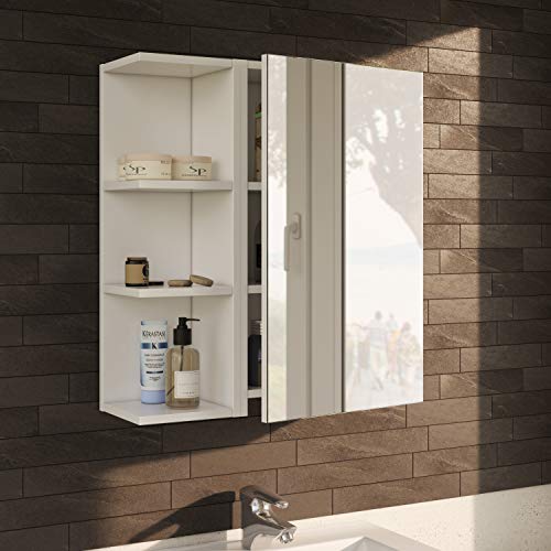 ARKITMOBEL 305081BO - Modulo Rinconero para Baño, Color Blanco Brillo, 20 cm (Largo) x 65 cm (Alto) x 19,5 cm (Fondo)