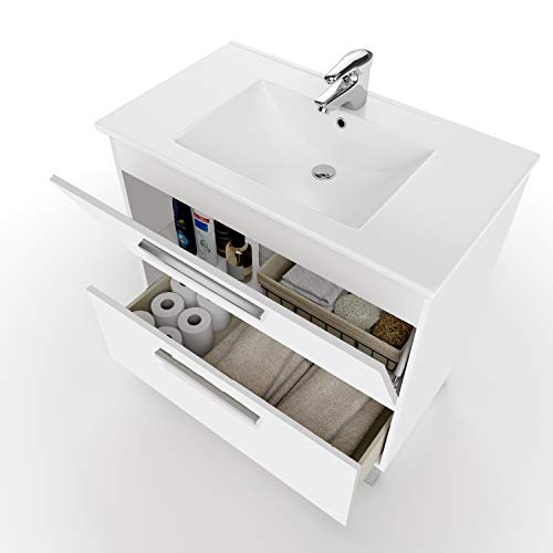 ARKITMOBEL 305412BO - Mueble de baño Urban, módulo de Lavabo con Espejo Color Blanco Brillo, Medidas: 80 x 80 x 45 cm de Fondo ARKITMOBEL 305412BO - Mueble de baño Urban, módulo de Lavabo con Espejo Color Blanco Brillo, Medidas: 80 x 80 x 45 cm de Fondo