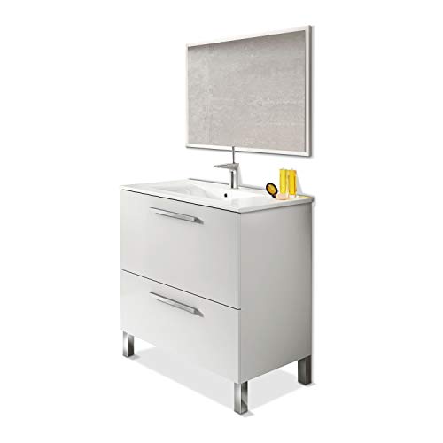 ARKITMOBEL 305412BO - Mueble de baño Urban, módulo de Lavabo con Espejo Color Blanco Brillo, Medidas: 80 x 80 x 45 cm de Fondo ARKITMOBEL 305412BO - Mueble de baño Urban, módulo de Lavabo con Espejo Color Blanco Brillo, Medidas: 80 x 80 x 45 cm de Fondo
