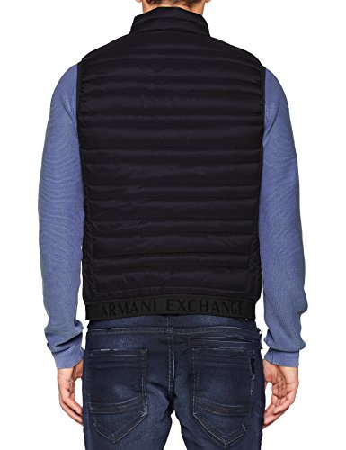 Armani Exchange Puffer Jacket Gilet Chaleco, Gris (Black/Grey Mel.Bc09 0217), Large para Hombre