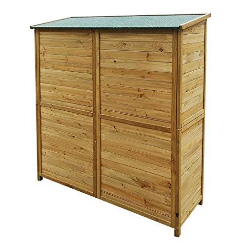 Armario de jardín con 2 puertas 1350x500x1540mm cobertizo, caseta madera de pícea con techo de betún