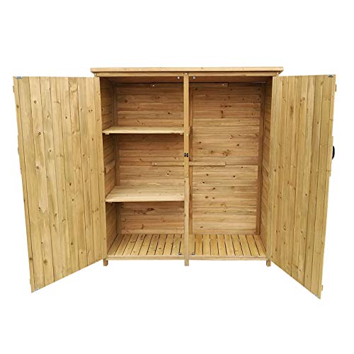 Armario de jardín con 2 puertas 1350x500x1540mm cobertizo, caseta madera de pícea con techo de betún