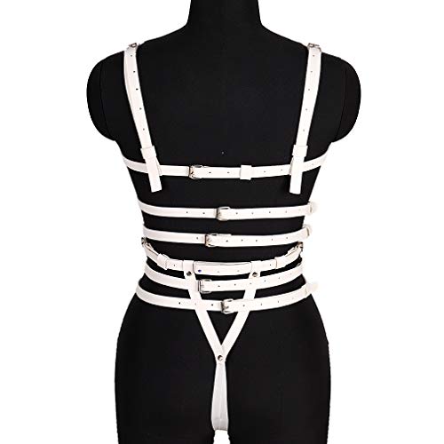 Arnés para el Pecho de Cuero Punk para Mujer, Jaula para el Cuerpo, Cinturones de Cintura Ajustables con Huecos completos, Disfraces de Rave para Festival gótico (Blanco) Arnés para el Pecho de Cuero Punk para Mujer, Jaula para el Cuerpo, Cinturones de Cintura Ajustables con Huecos completos, Disfraces de Rave para Festival gótico (Blanco)