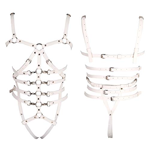 Arnés para el Pecho de Cuero Punk para Mujer, Jaula para el Cuerpo, Cinturones de Cintura Ajustables con Huecos completos, Disfraces de Rave para Festival gótico (Blanco) Arnés para el Pecho de Cuero Punk para Mujer, Jaula para el Cuerpo, Cinturones de Cintura Ajustables con Huecos completos, Disfraces de Rave para Festival gótico (Blanco)