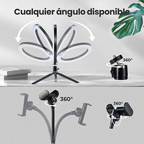 Aro de luz VicTsing, Anillo de Luz Trípode LED 10", 3 Modos Luz + 10 Niveles Brillo Regulables Wireless Control Remoto, para Movil TIK Tok, Maquillaje, Selfie, Streaming, Youtube