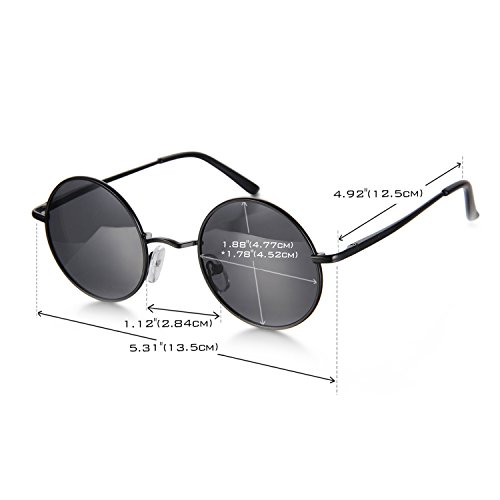 Aroncent Gafa de Sol Polarizada Retra contra UV400 Lente Redonda de Resina Protección de Ojos para Carreras, Viaje, Conducción, Golf, y Actividades Exteriores para Hombre Mujer Unisex (Negro)