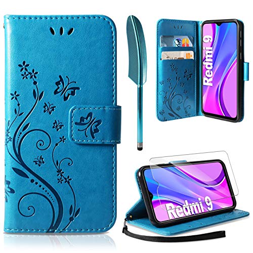 AROYI Funda Compatible con Xiaomi Redmi 9 y Protector de Pantalla, Relieve Dibujo Carcasa de Tipo Libro Soporte Plegable Ranuras para Tarjetas Magnético Ultra Delgado Carcasa Case, Azul AROYI Funda Compatible con Xiaomi Redmi 9 y Protector de Pantalla, Relieve Dibujo Carcasa de Tipo Libro Soporte Plegable Ranuras para Tarjetas Magnético Ultra Delgado Carcasa Case, Azul