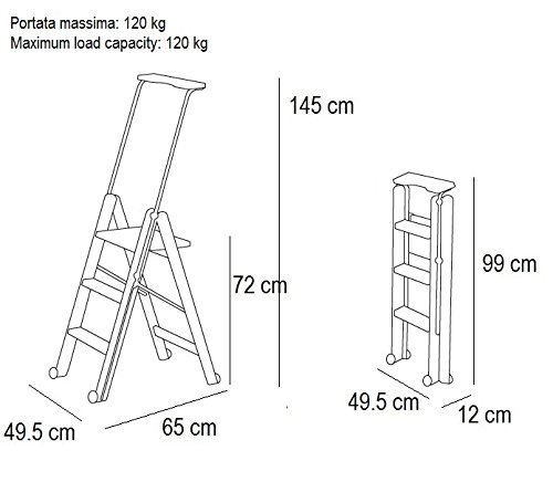 Arredamenti Italia Escalera 3 peldaños TUSCANIA, madera - Plegable - Con sistema de seguridad - Color: madera de cerezo"Ar-It il cuore del legno" Arredamenti Italia Escalera 3 peldaños TUSCANIA, madera - Plegable - Con sistema de seguridad - Color: madera de cerezo"Ar-It il cuore del legno"