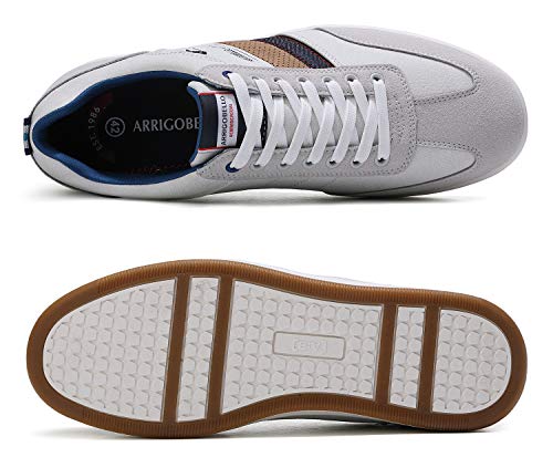 ARRIGO BELLO Zapatos Hombre Vestir Casual Zapatillas Deportivas Running Sneakers Corriendo Transpirable Tamaño 40-46 (42 EU, Gris Blanco)