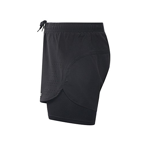 ARSUXEO Pantalones Cortos Hombre Deporte Trabajo Pantalones Cortos para de Running con Bolsillo con Cremallera B179 Negro L