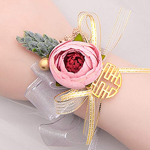 Art Flower Corramillete de muñeca de flores artificiales para damas de honor, novia, boda, joyería de mano, pulsera con estilo chino retro Xi 5