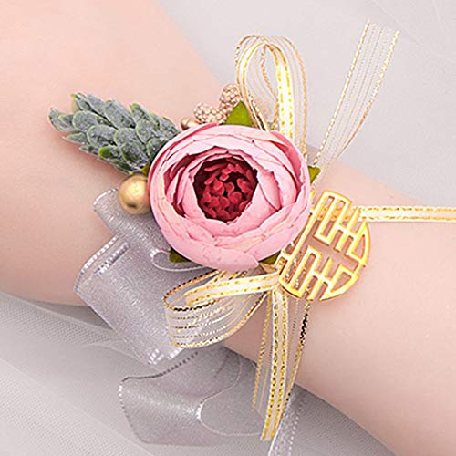 Art Flower Corramillete de muñeca de flores artificiales para damas de honor, novia, boda, joyería de mano, pulsera con estilo chino retro Xi 5 Art Flower Corramillete de muñeca de flores artificiales para damas de honor, novia, boda, joyería de mano, pulsera con estilo chino retro Xi 5