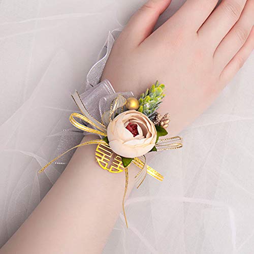 Art Flower Corramillete de muñeca de flores artificiales para damas de honor, novia, boda, joyería de mano, pulsera con estilo chino retro Xi 5