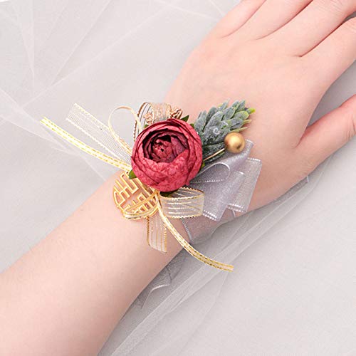 Art Flower Corramillete de muñeca de flores artificiales para damas de honor, novia, boda, joyería de mano, pulsera con estilo chino retro Xi 5 Art Flower Corramillete de muñeca de flores artificiales para damas de honor, novia, boda, joyería de mano, pulsera con estilo chino retro Xi 5