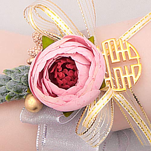 Art Flower Corramillete de muñeca de flores artificiales para damas de honor, novia, boda, joyería de mano, pulsera con estilo chino retro Xi 5 Art Flower Corramillete de muñeca de flores artificiales para damas de honor, novia, boda, joyería de mano, pulsera con estilo chino retro Xi 5