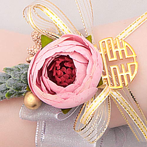 Art Flower Corramillete de muñeca de flores artificiales para damas de honor, novia, boda, joyería de mano, pulsera con estilo chino retro Xi 5