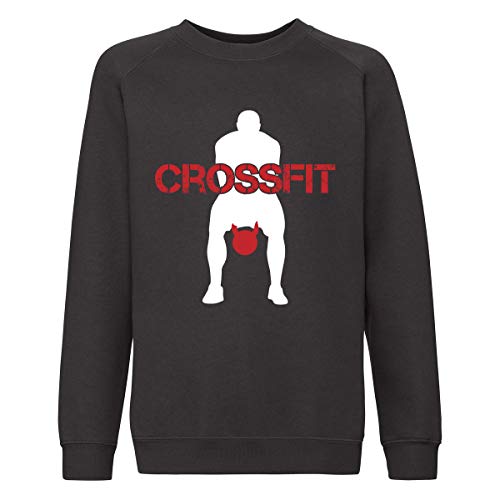 Art T-shirt, Sudadera Raglan Crossfit Kettlebell, Niño Negro 7-8 Años