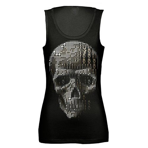 Art Worx Rock & Style Mosaic Skull Girly - Camiseta sin mangas (tallas S-XL) Negro XL