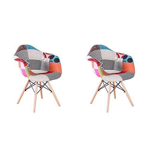 ArtDesign FR 2X Patchwork Sillón Tela de Lino Ocio Sala de Estar Sillas de Esquina Sillas de Recepción (Rojo) ArtDesign FR 2X Patchwork Sillón Tela de Lino Ocio Sala de Estar Sillas de Esquina Sillas de Recepción (Rojo)