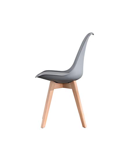 ArtDesign FR - Juego de 4 sillas de Comedor Modernas, Asiento Acolchado Suave, Patas de Madera Maciza de Haya Natural, Respaldo ergonómico (Gris)