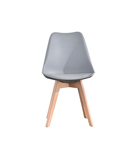 ArtDesign FR - Juego de 4 sillas de Comedor Modernas, Asiento Acolchado Suave, Patas de Madera Maciza de Haya Natural, Respaldo ergonómico (Gris)