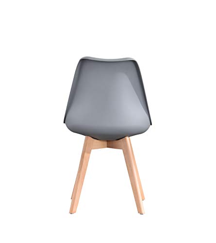 ArtDesign FR - Juego de 4 sillas de Comedor Modernas, Asiento Acolchado Suave, Patas de Madera Maciza de Haya Natural, Respaldo ergonómico (Gris)