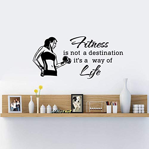 Arte de tatuajes de pared, pegatinas de pared para citas de dormitorio motivacionales, vida física Fitness mancuernas gimnasio decoración de cocina sala de estar extraíble calcomanía de arte