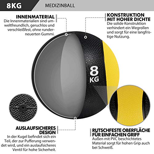 arteesol Balones medicinales, 1, 2, 3, 4, 5, 6, 7, 8, 9, 17 kg Balones de Peso Muerto Grip Entrenamiento de Fuerza y acondicionamiento, Cardio y Core arteesol Balones medicinales, 1, 2, 3, 4, 5, 6, 7, 8, 9, 17 kg Balones de Peso Muerto Grip Entrenamiento de Fuerza y acondicionamiento, Cardio y Core