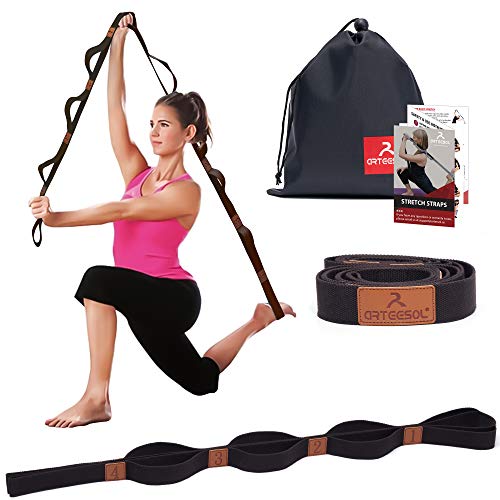 arteesol Correa de Estiramiento de Yoga - 200cm x 4cm - Stretch Strap Múltiples Lazos de Agarre Mayor Flexibilidad Adecuado para Fitness en Casa, Danza, Pilates, Terapia Física, Recuperación