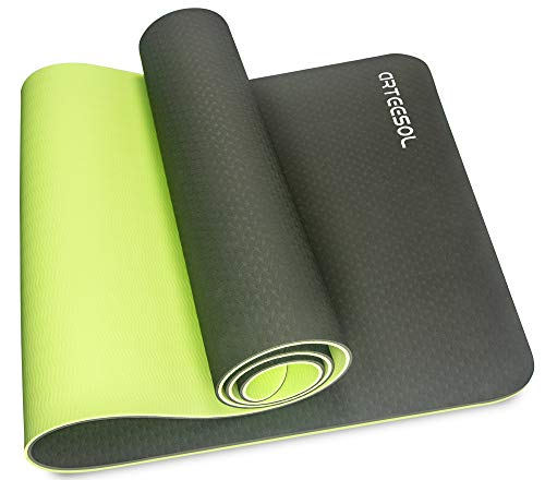 arteesol Esterilla de Yoga, Colchoneta Gruesa Antideslizante de 6mm, Ecológica Antidesgarro con Correas de Transporte, Premium Para Pilates, Fitness, Mujeres y Hombres 183cm x 61cm x 6mm