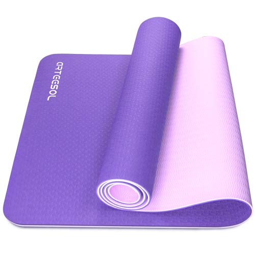 arteesol Esterilla Yoga, Alfombrilla de Yoga de Material Ecológico TPE Antideslizante y Ligera, 183 x61x0,6cm Esterilla de Pilates/Deporte para Yoga en casa, Gimnasio, Entrenamiento, Pilates