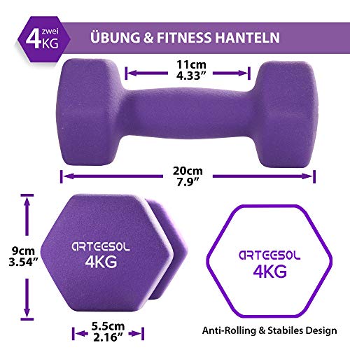 arteesol Mancuernas de Neopreno Peso 1kg/2kg/3kg/4kg/5kg/8kg/10 kg en Pares para Hombres Mujeres Niños Adultos Juego de Pesas de Levantamiento Ejercicios (4kg*2-Purple) arteesol Mancuernas de Neopreno Peso 1kg/2kg/3kg/4kg/5kg/8kg/10 kg en Pares para Hombres Mujeres Niños Adultos Juego de Pesas de Levantamiento Ejercicios (4kg*2-Purple)