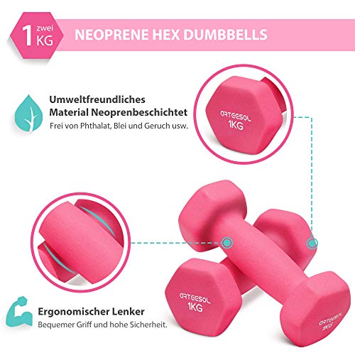 arteesol Mancuernas de Neopreno Peso 1kg/2kg/3kg/4kg/5kg/8kg/10 kg en Pares para Hombres Mujeres Niños Adultos Juego de Pesas de Levantamiento Ejercicios (1kg*2-Pink) arteesol Mancuernas de Neopreno Peso 1kg/2kg/3kg/4kg/5kg/8kg/10 kg en Pares para Hombres Mujeres Niños Adultos Juego de Pesas de Levantamiento Ejercicios (1kg*2-Pink)