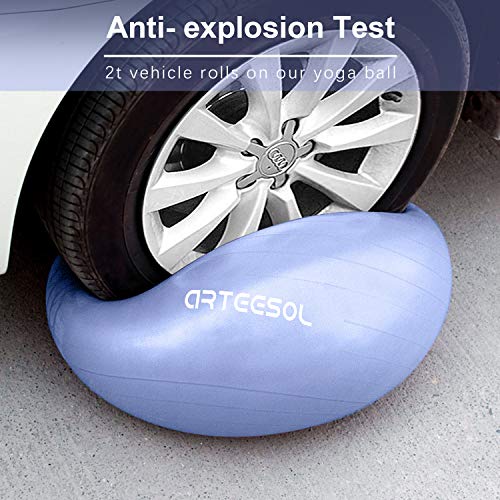 arteesol Pelota de Ejercicio, 45cm/55cm/65cm/75cm Pelota de Yoga Fitness Estabilizador Resistente Bola de Equilibrio con Bomba rápida para la Fuerza del núcleo (65cm, Cielo Azul)