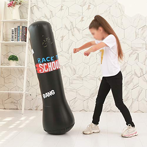 Artes Marciales Bolsa De Perforación Boxeo Libre Pie, Columna Inflable Entrenamiento Meta La Torre Pie Fuerza Del,Negro,150cm