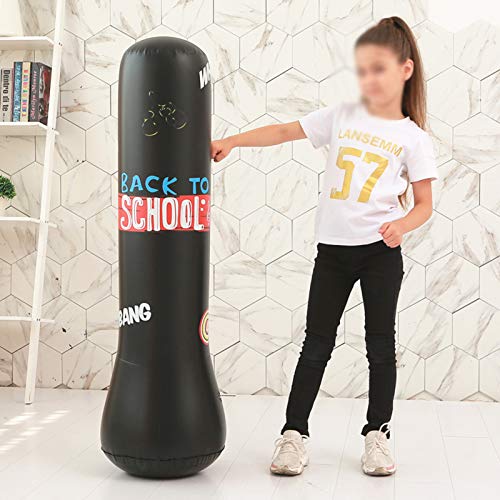 Artes Marciales Bolsa De Perforación Boxeo Libre Pie, Columna Inflable Entrenamiento Meta La Torre Pie Fuerza Del,Negro,150cm