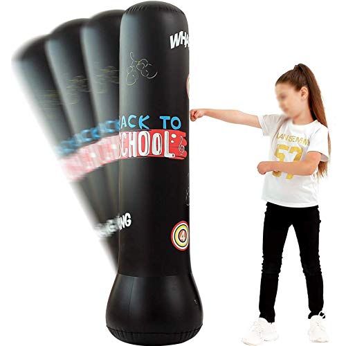 Artes Marciales Bolsa De Perforación Boxeo Libre Pie, Columna Inflable Entrenamiento Meta La Torre Pie Fuerza Del,Negro,150cm Artes Marciales Bolsa De Perforación Boxeo Libre Pie, Columna Inflable Entrenamiento Meta La Torre Pie Fuerza Del,Negro,150cm