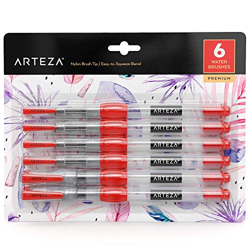 Arteza - Juego de 6 pinceles de agua, autohidratantes, portátiles (puntas variadas, lote de 6) Arteza - Juego de 6 pinceles de agua, autohidratantes, portátiles (puntas variadas, lote de 6)
