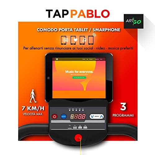 ArtGo Pablo Cinta de Correr Plegable Eléctrica Compact, Velocidad máxima de 7 km/h, Soporte para Tableta, Ruedas de Transporte, Manillar Suave al Tacto, Alfombra de Viaje Maxy Grip ArtGo Pablo Cinta de Correr Plegable Eléctrica Compact, Velocidad máxima de 7 km/h, Soporte para Tableta, Ruedas de Transporte, Manillar Suave al Tacto, Alfombra de Viaje Maxy Grip