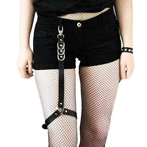 Artibetter Sexy Punk Cuero Arnés Liguero Ajustable Cintura Pierna Cincher Jaula Cinturón para Mujer