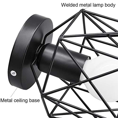 Artpad Vintage Loft Jaula de hierro negro Lámpara de techo LED 5W Luz de metal nórdico con luz blanca para cocina Dormitorio Balcón Barra de pasillo E27 Luminaria de techo geométrica Artpad Vintage Loft Jaula de hierro negro Lámpara de techo LED 5W Luz de metal nórdico con luz blanca para cocina Dormitorio Balcón Barra de pasillo E27 Luminaria de techo geométrica