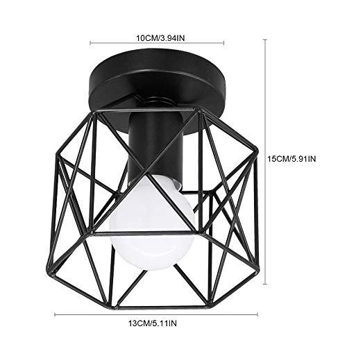 Artpad Vintage Loft Jaula de hierro negro Lámpara de techo LED 5W Luz de metal nórdico con luz blanca para cocina Dormitorio Balcón Barra de pasillo E27 Luminaria de techo geométrica Artpad Vintage Loft Jaula de hierro negro Lámpara de techo LED 5W Luz de metal nórdico con luz blanca para cocina Dormitorio Balcón Barra de pasillo E27 Luminaria de techo geométrica