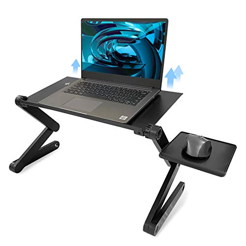 arvioo Mesa Ordenador Portatil Plegable Escritorio Plegable Ajustable para PC Soporte computadora Aluminio Laptop Mesa Bandeja Cama Sofá con Soporte de Ratón (002)