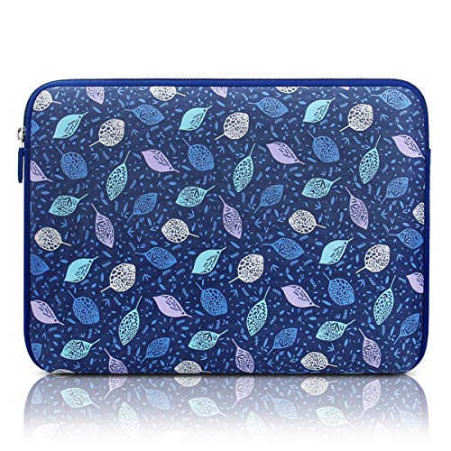 Arvok Pulgadas Funda Protectora para Portátiles/Impermeable Ordenador Portátil Caso/Neopreno del Portátil Bolsa para Acer/ASUS/DELL/Fujitsu/Lenovo/HP/Samsung/Sony (15.6-Pulgadas, Azul con Hojas)