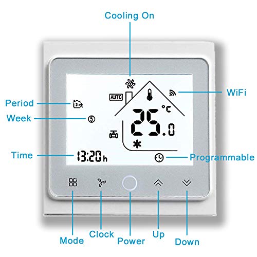Arxus WiFi Programable Smart Termostato Pantalla LCD Controlador de Temperatura para Calderas de Calefacción/Aire Acondicionado Trabaje con Alexa Google Home IFTTT