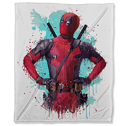 ARYAGO Deadpool - Manta de terciopelo de felpa para el hogar, 150 x 200 cm, diseño de superhéroes Deadpool, acuarela artística, dormitorio, cálida manta para sofá cama